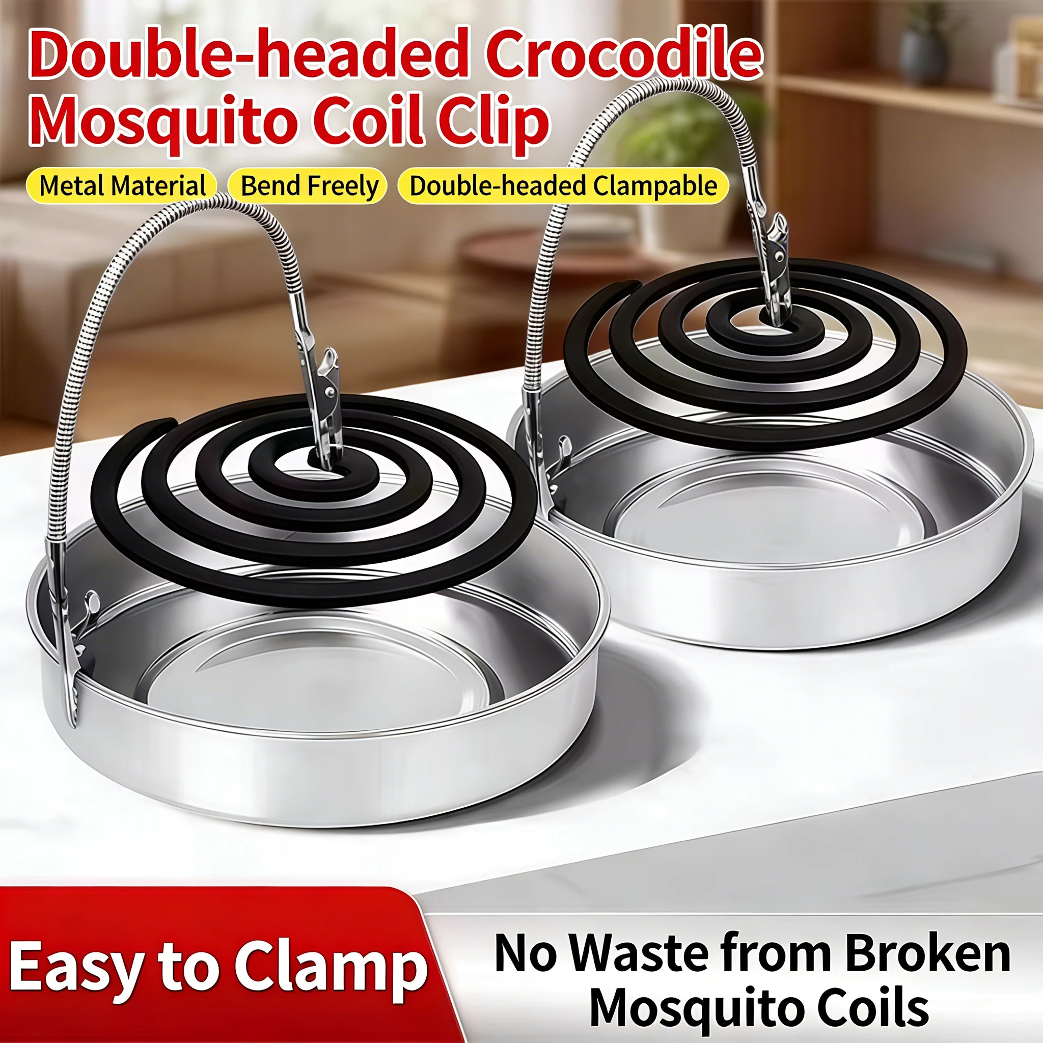 Incense Holder - Dual-Head Stainless Steel Alligator Clip Incense