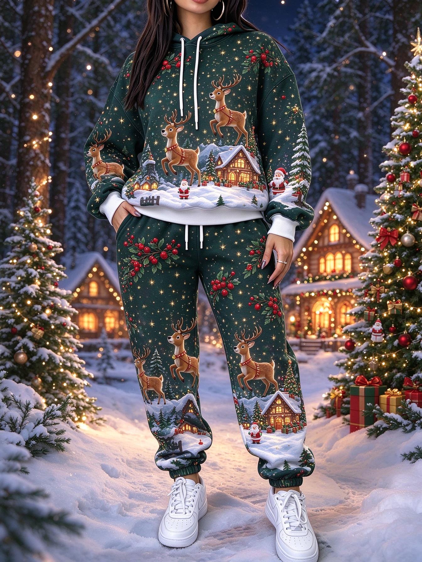 Women Christmas 2 Piece Tracks - Matcha ulasan dan harga