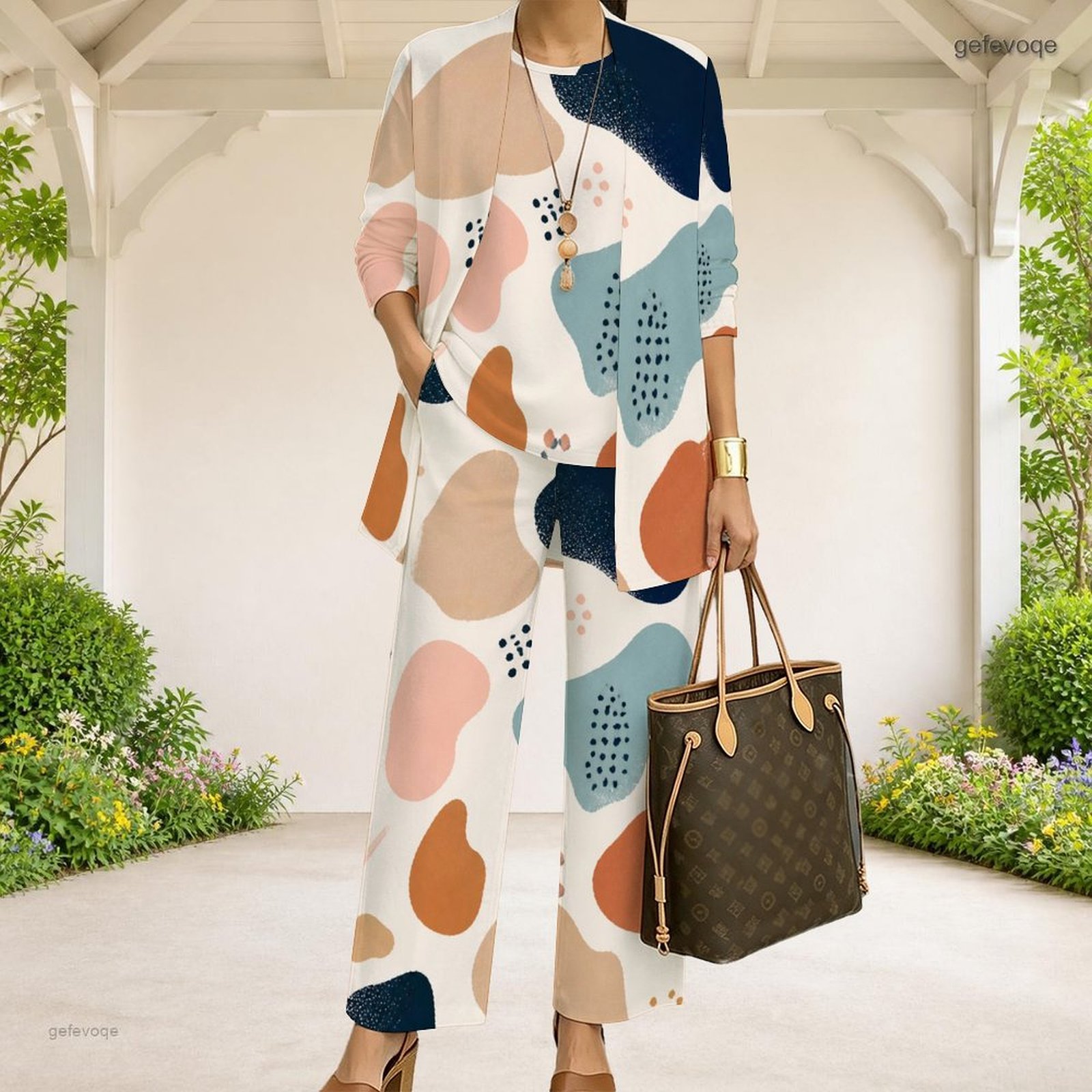 Women Abstract Printed Three P - Matcha ulasan dan harga